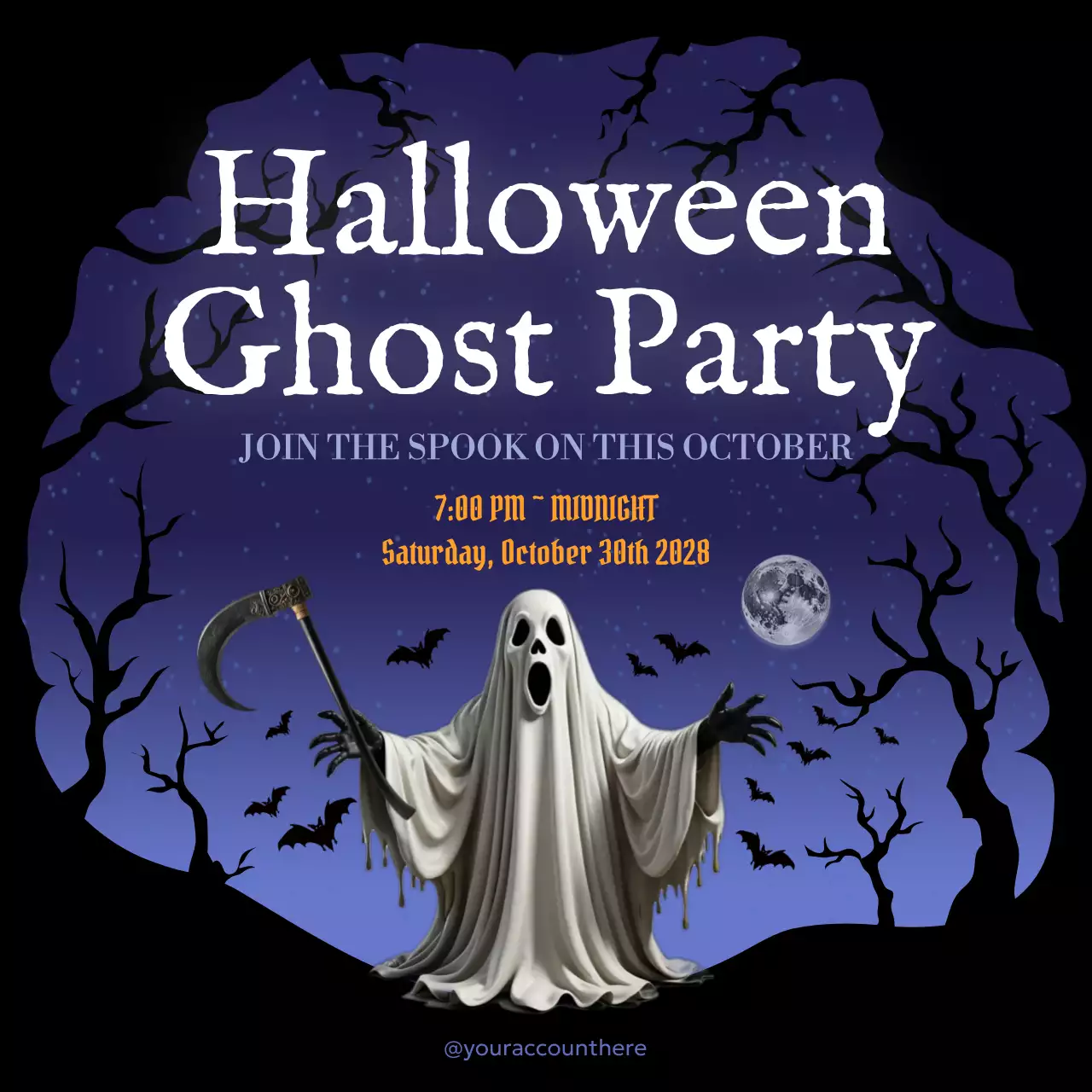 purple gothic Halloween event announcement