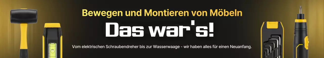 Werbung für modernes Werkzeug in Schwarz