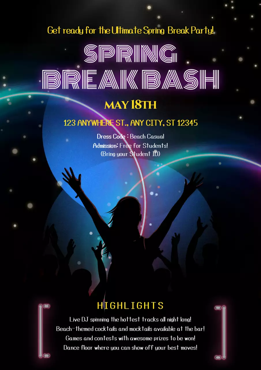 Neon Retro Party Invitation Poster