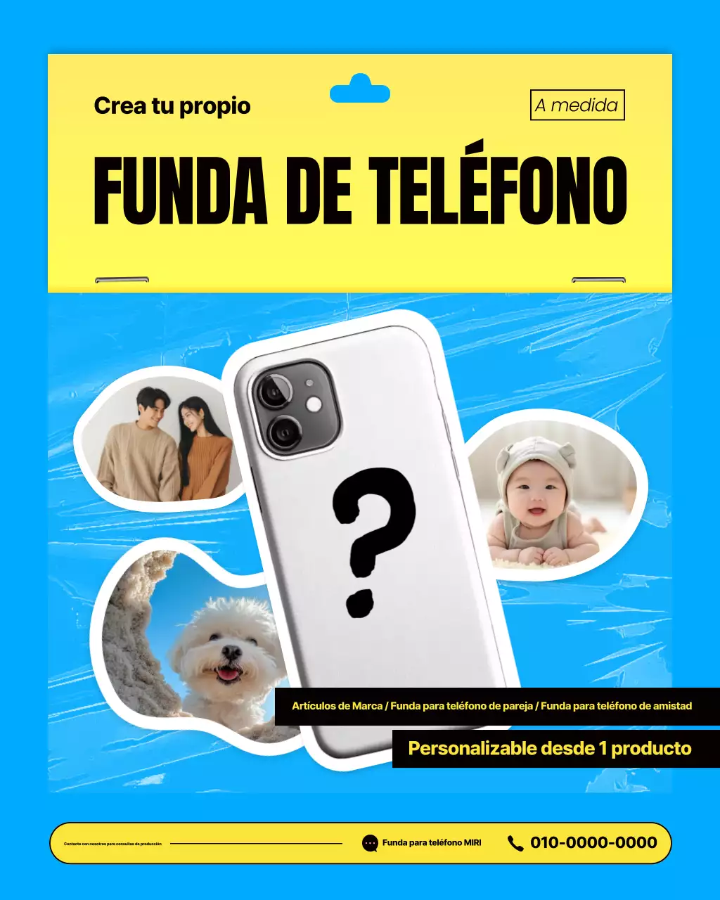 Anuncio de personalización moderna en azul cielo