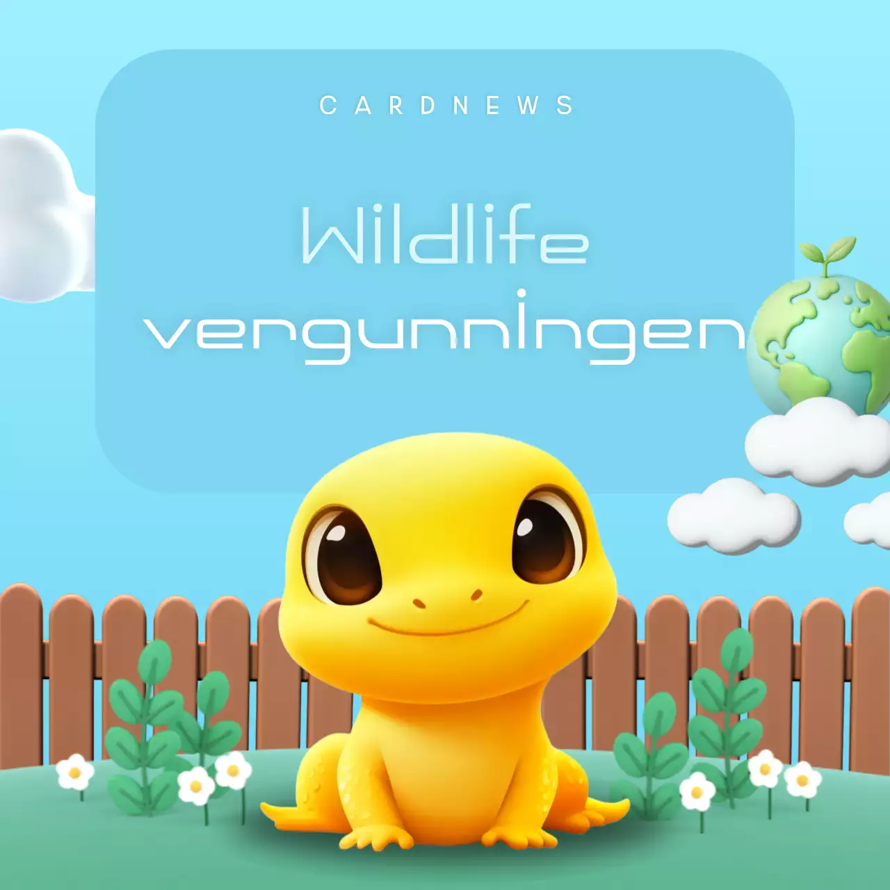 Een schattige, hemelsblauwe advertentie voor een vergunningensysteem voor bedrijven in de natuur.