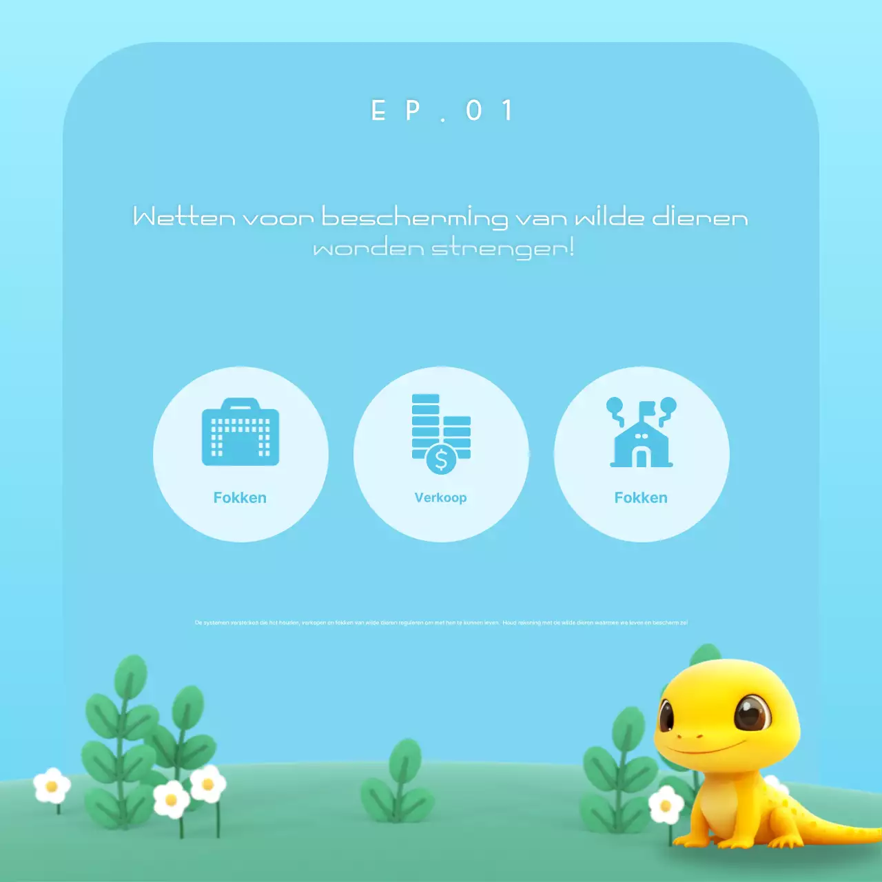 Een schattige, hemelsblauwe advertentie voor een vergunningensysteem voor bedrijven in de natuur.