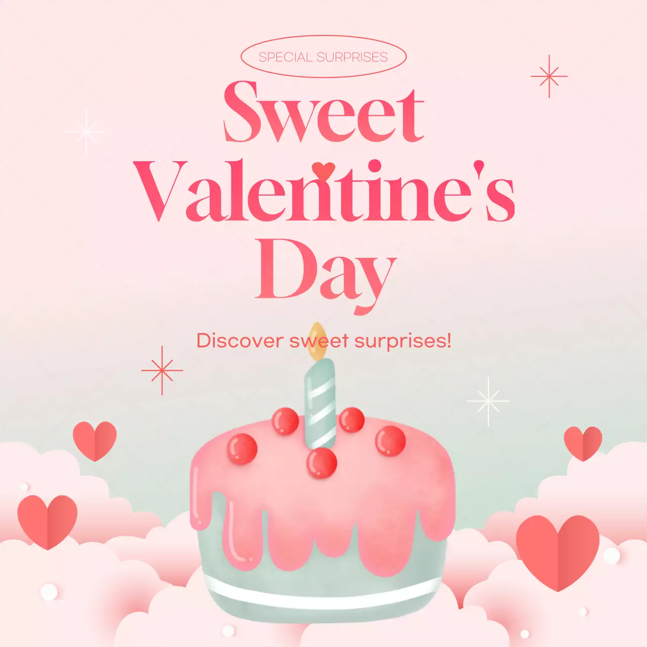 White Day event with pink cute cake illustration