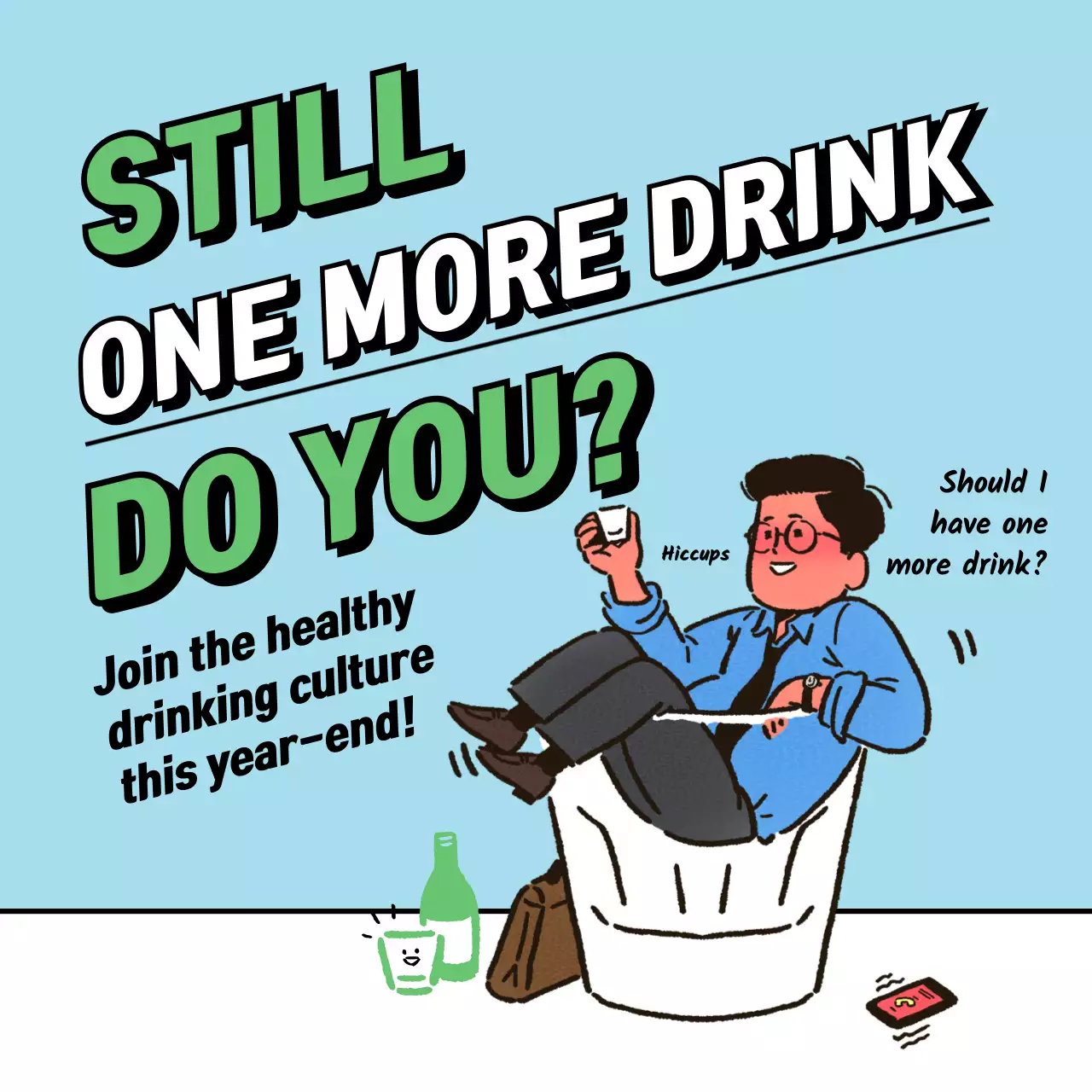 Blue Comic Drinking Promotion Social Media Post