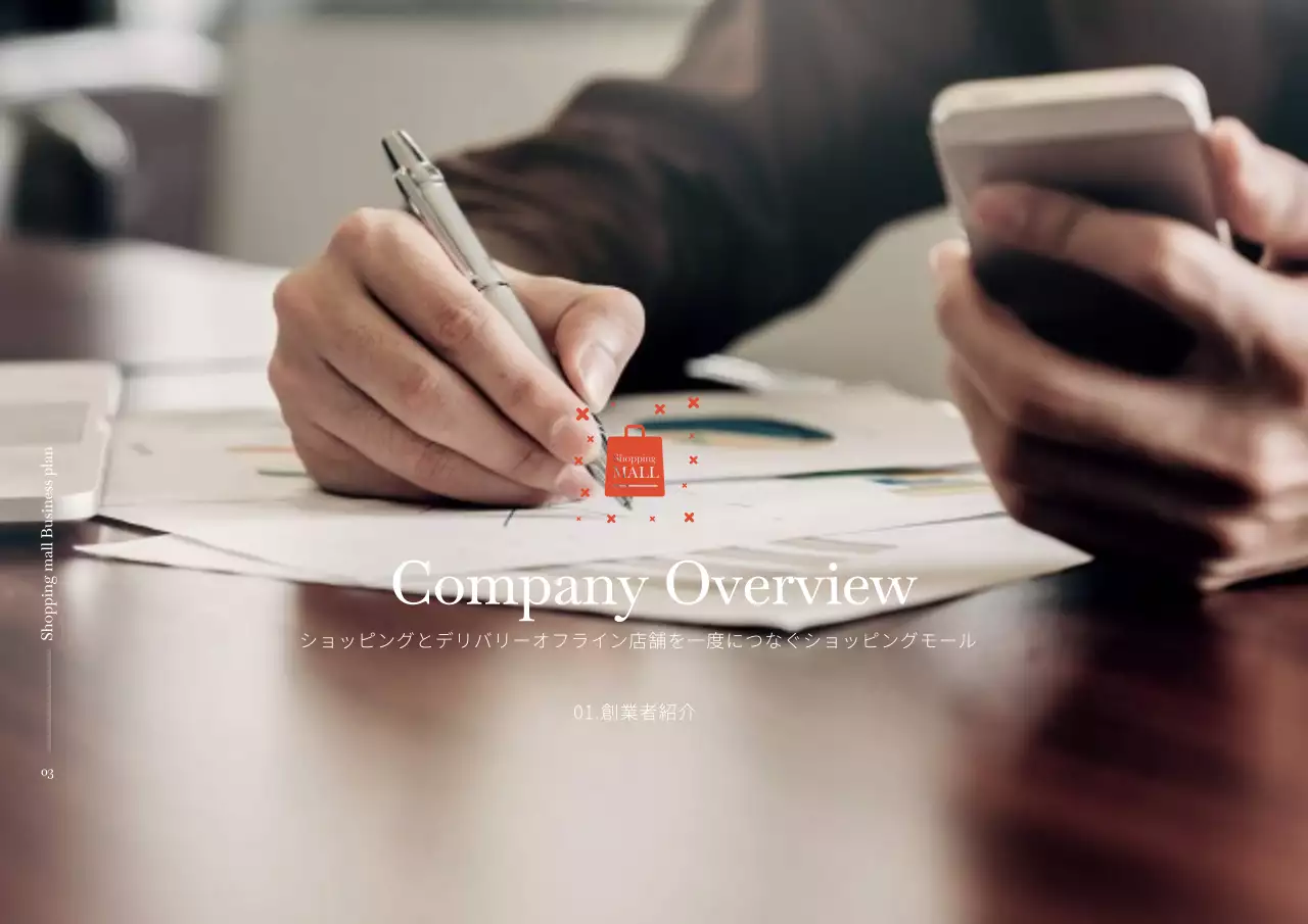 オレンジとブラウンのシンプルで温かみのあるインテリアショッピングモールビジネス創業計画書