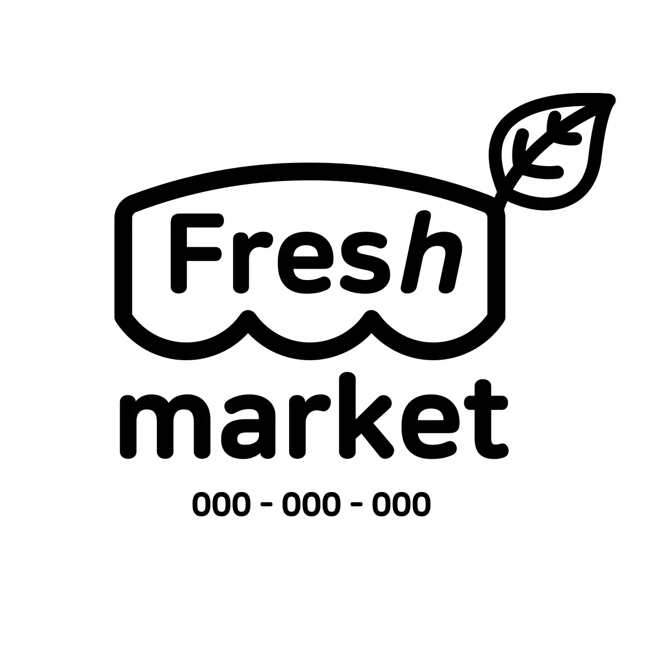 나뭇잎과 마켓 일러스트가 있는 프레시 마트