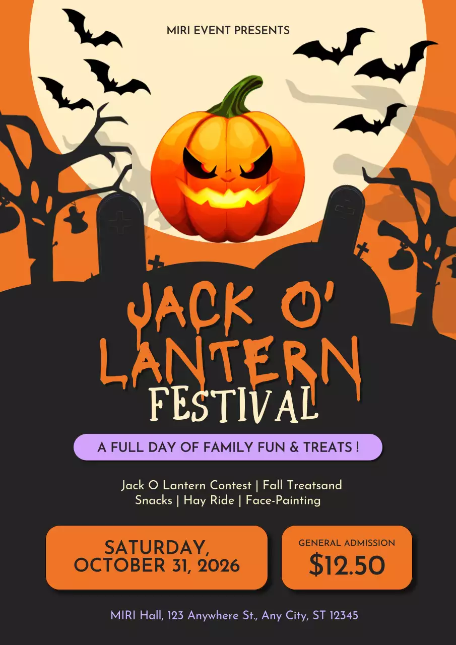 Orange Retro Halloween Event Poster