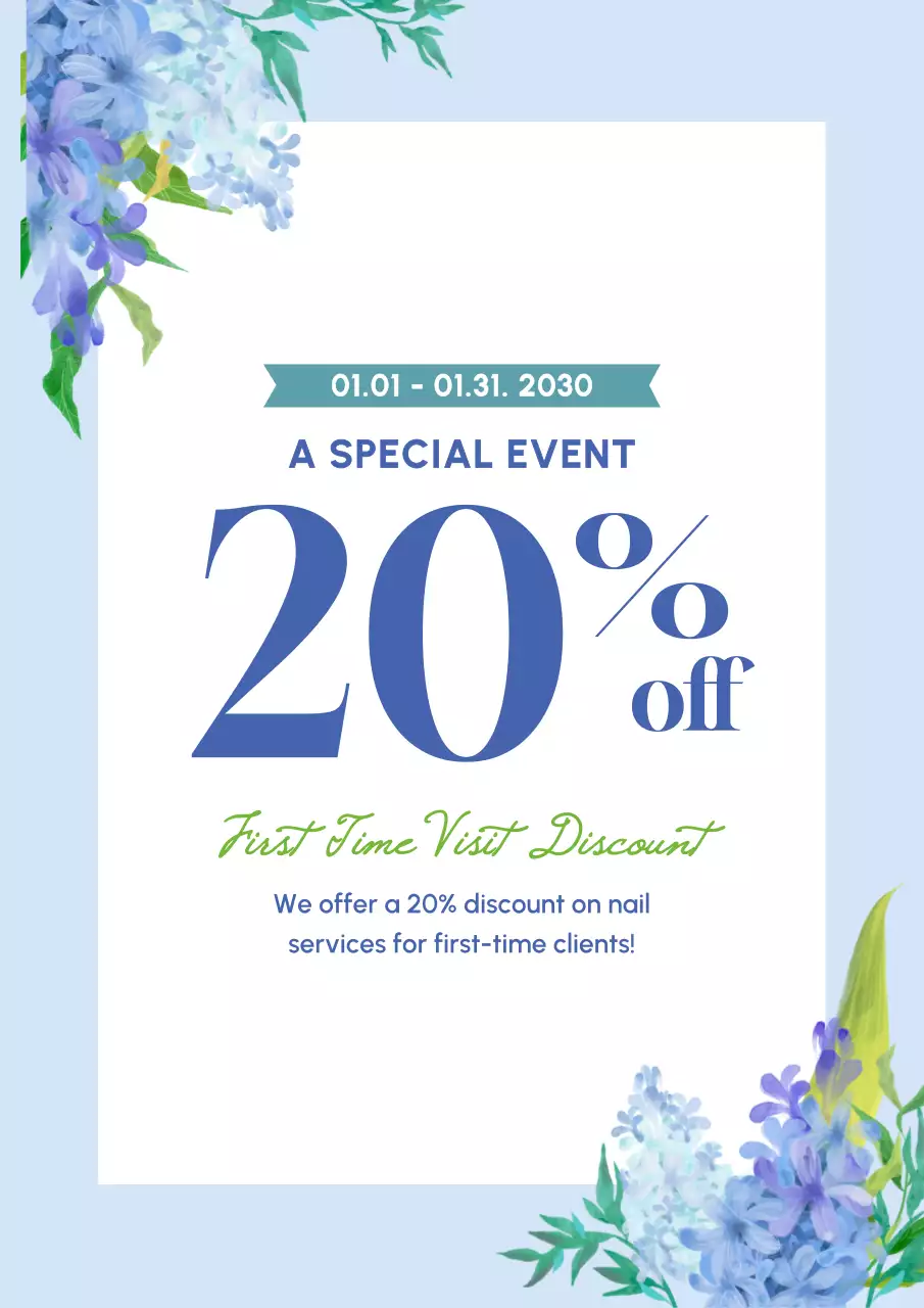 Blue Elegant Discount Promotion Poster