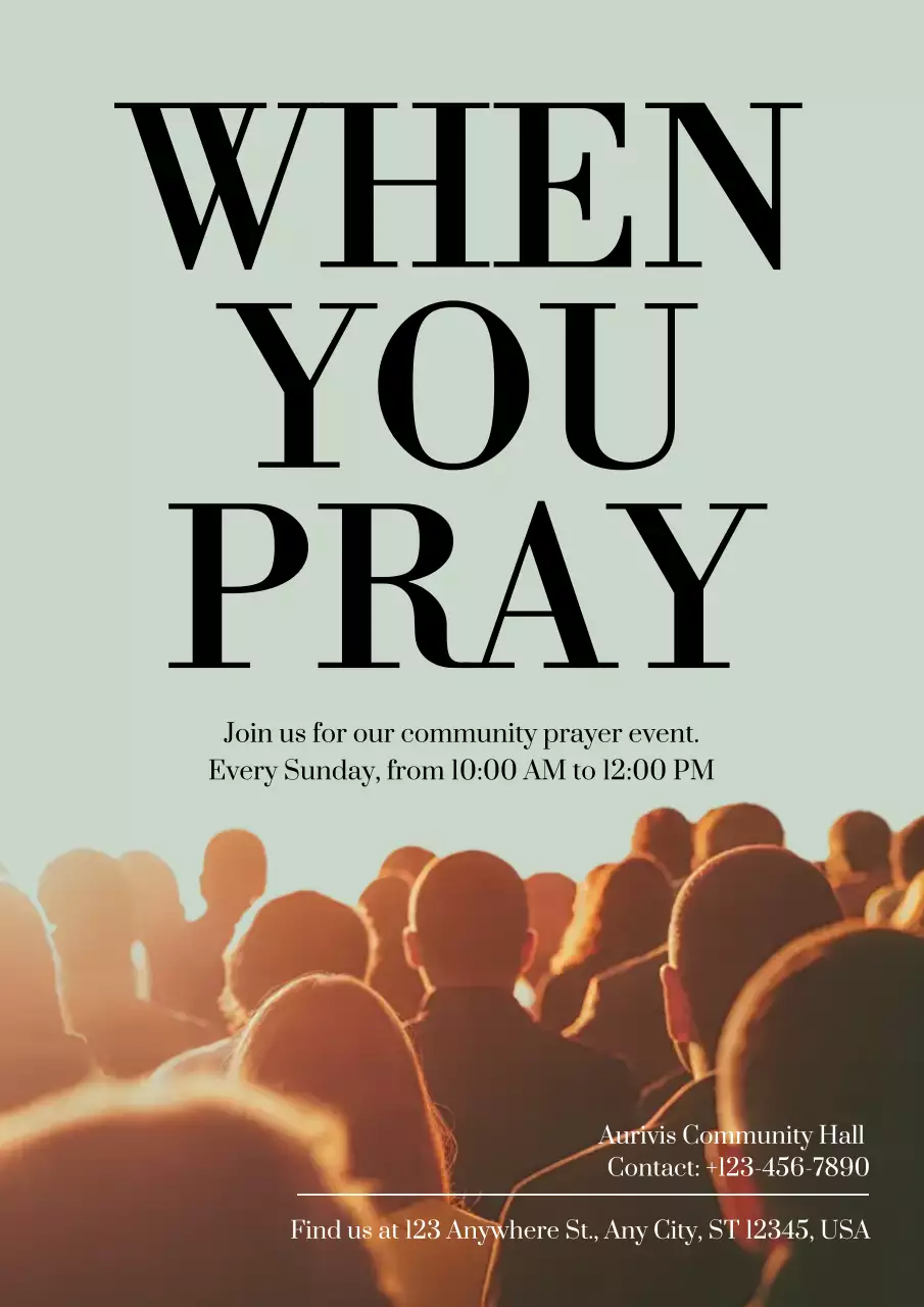 Beige Minimal Prayer Announcement Poster