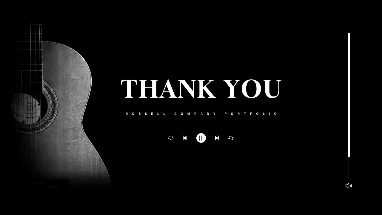 黒 シンプル 音楽 ポートフォリオ プレゼンテーション