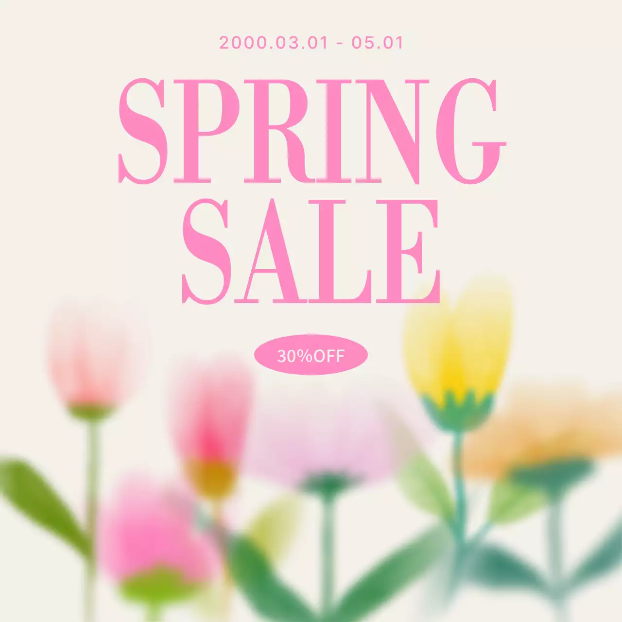 ベージュとピンクのトレンドの春らしい割引プロモーション