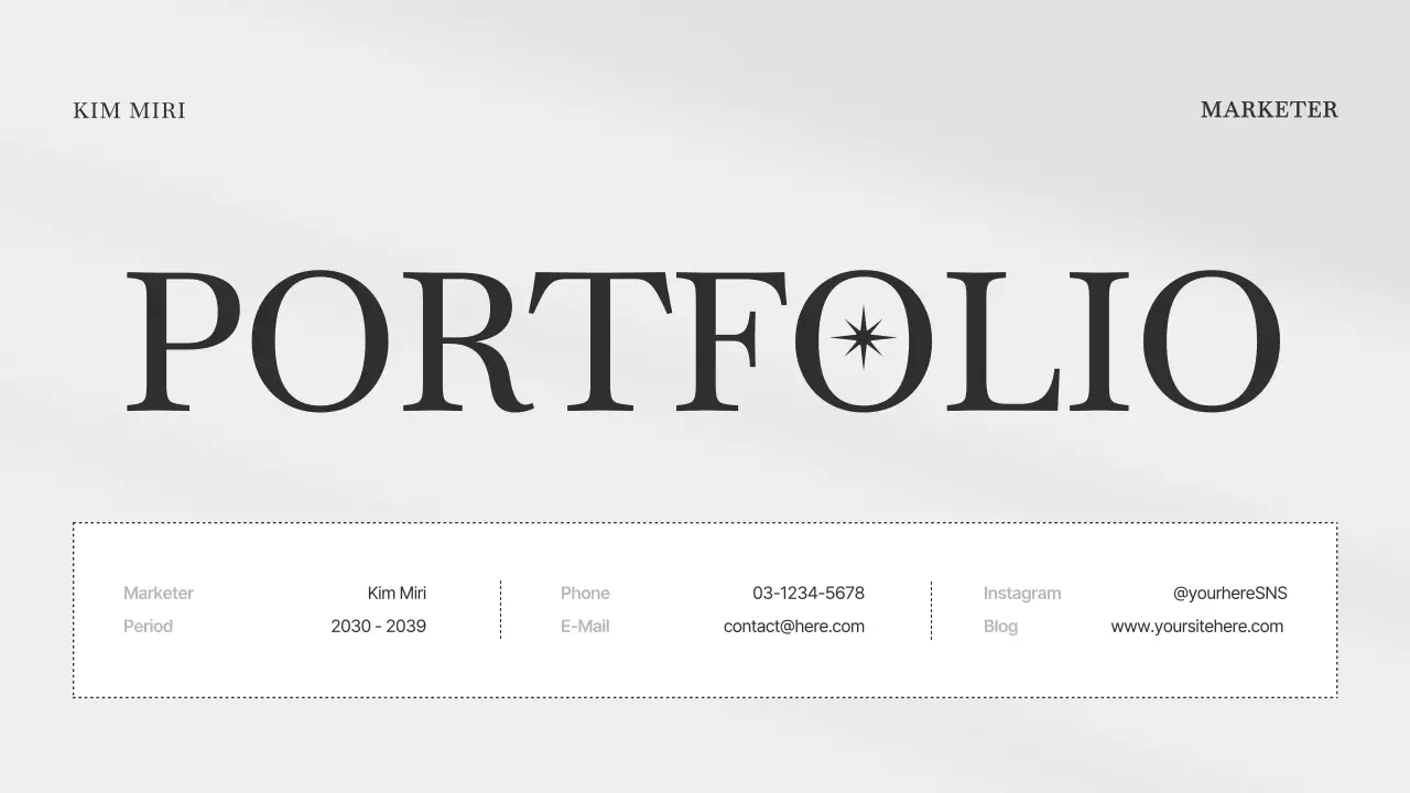 회색의 심플한 마케터의 마케팅 포트폴리오
