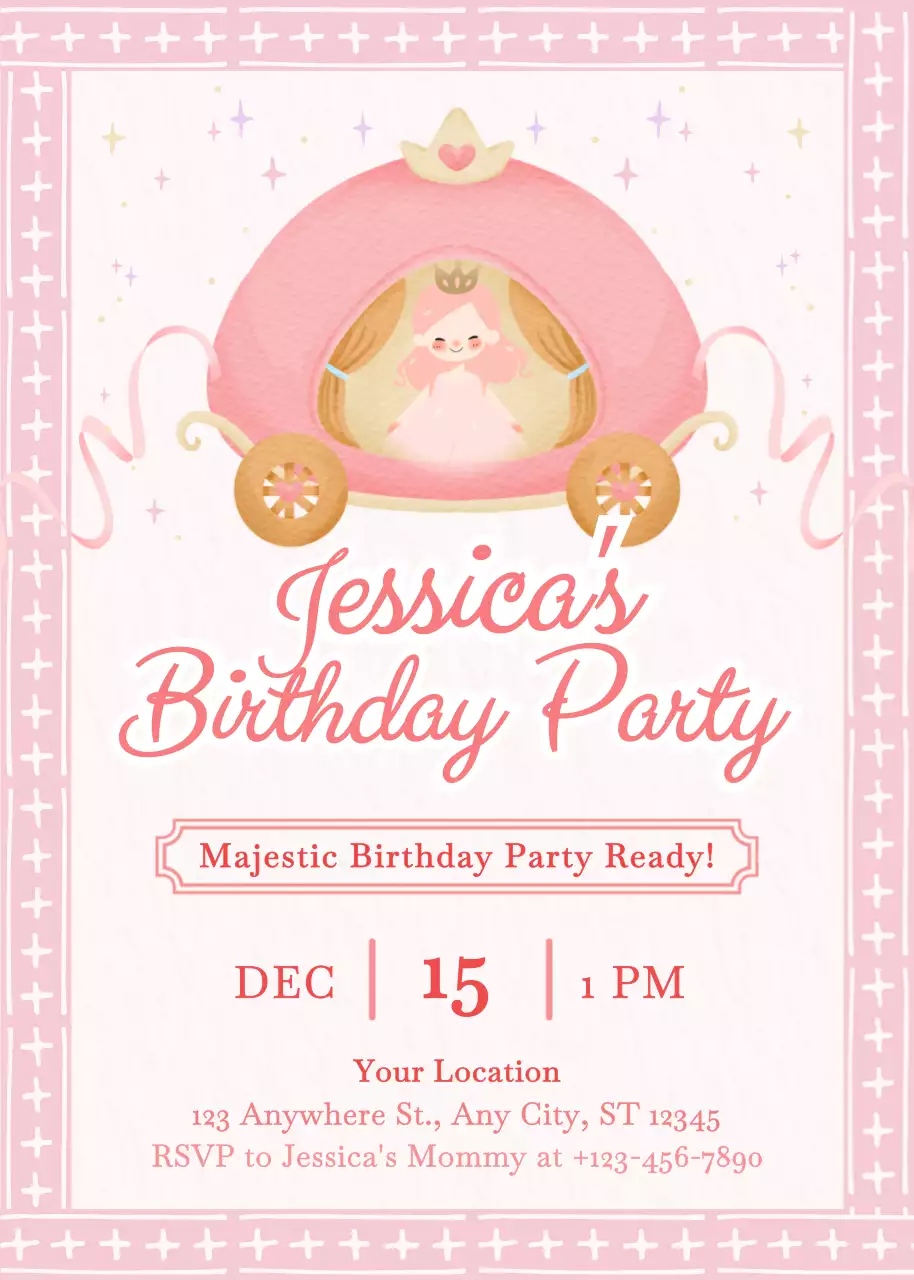 Undangan Pesta Ulang Tahun Lucu Merah Muda