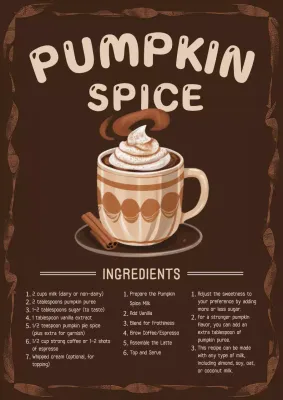 Brown Retro Pumpkin Recipe Poster