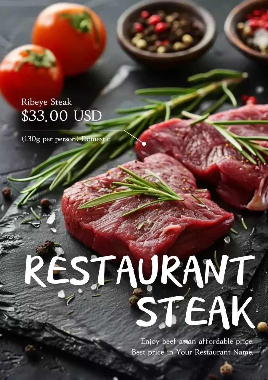 Red Rustic Steak Promotion Poster
