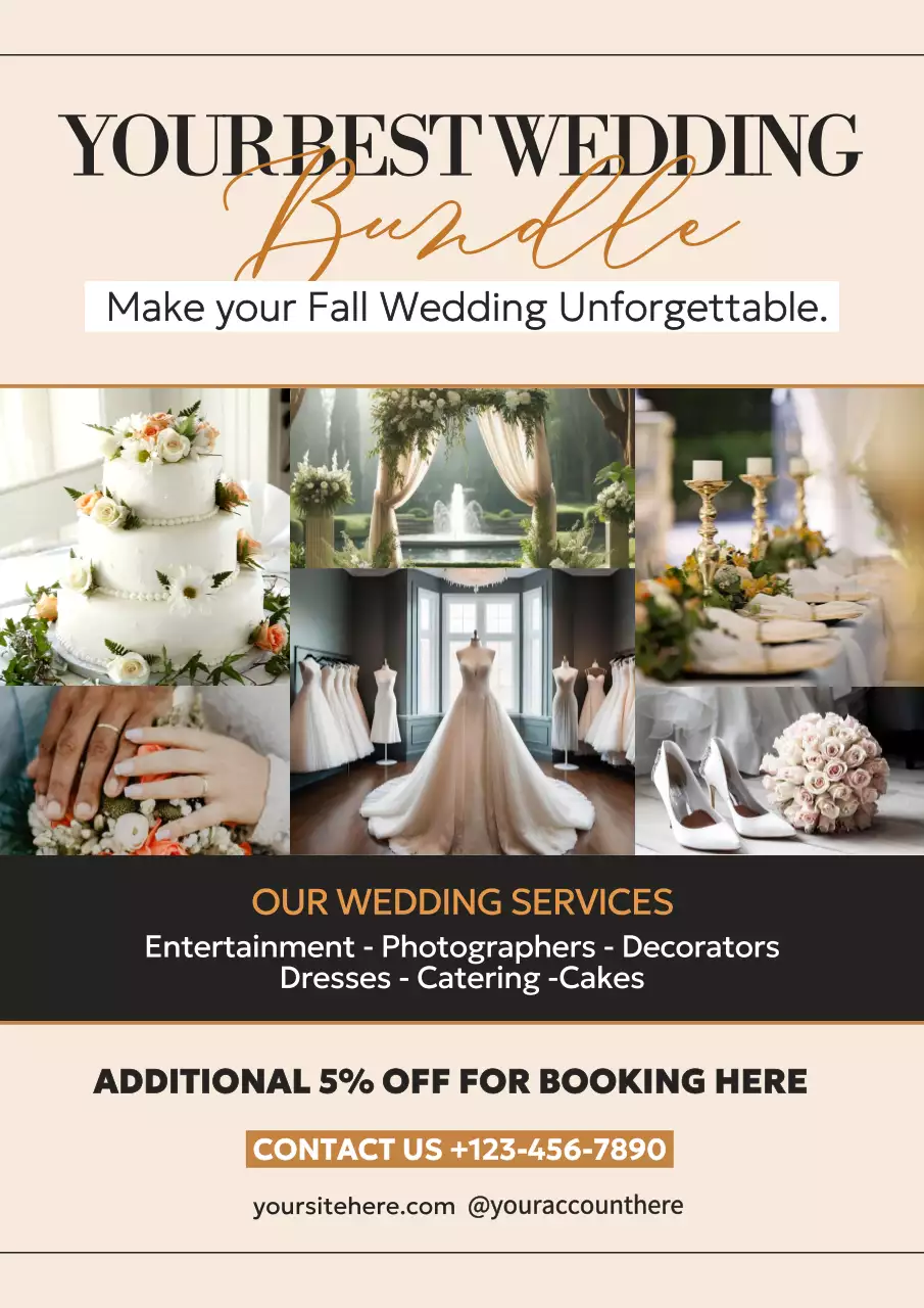 Beige Elegant Wedding Promotion Poster