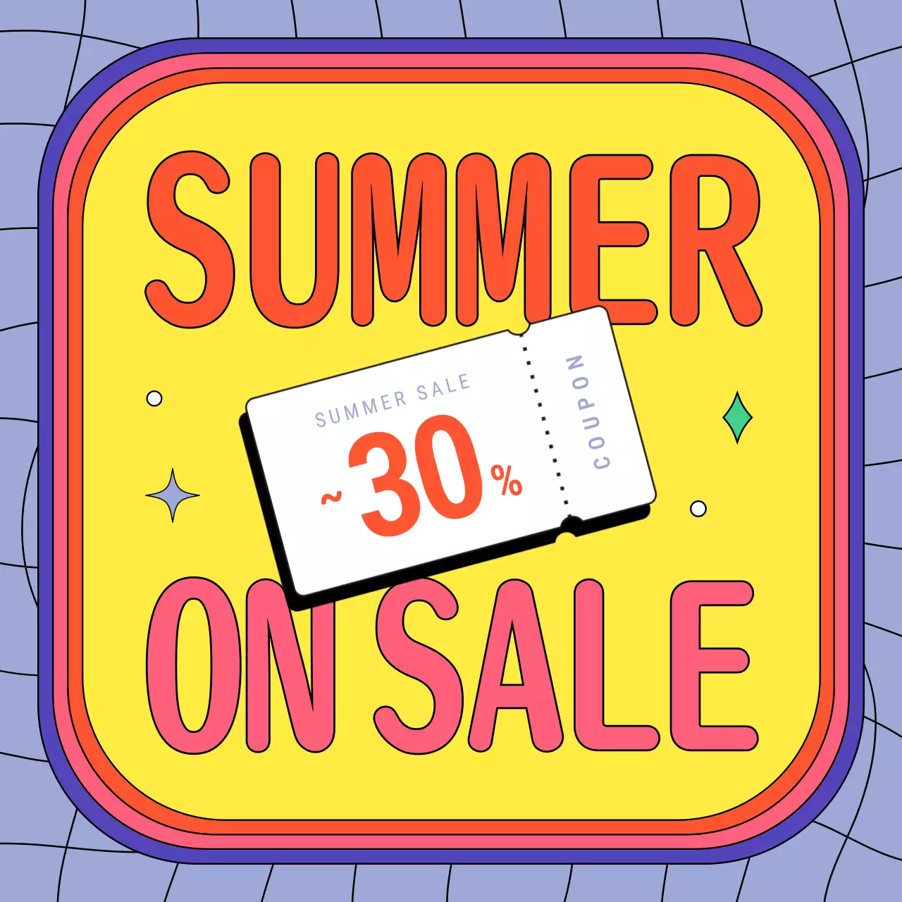 Retro-style sale ad in yellow and orange