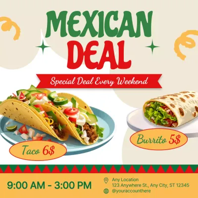 Beige Retro Mexican Food Promotion Social Media Post