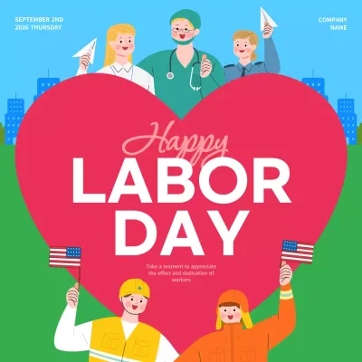 Red Trendy Labor Day Announcement Social Media Post