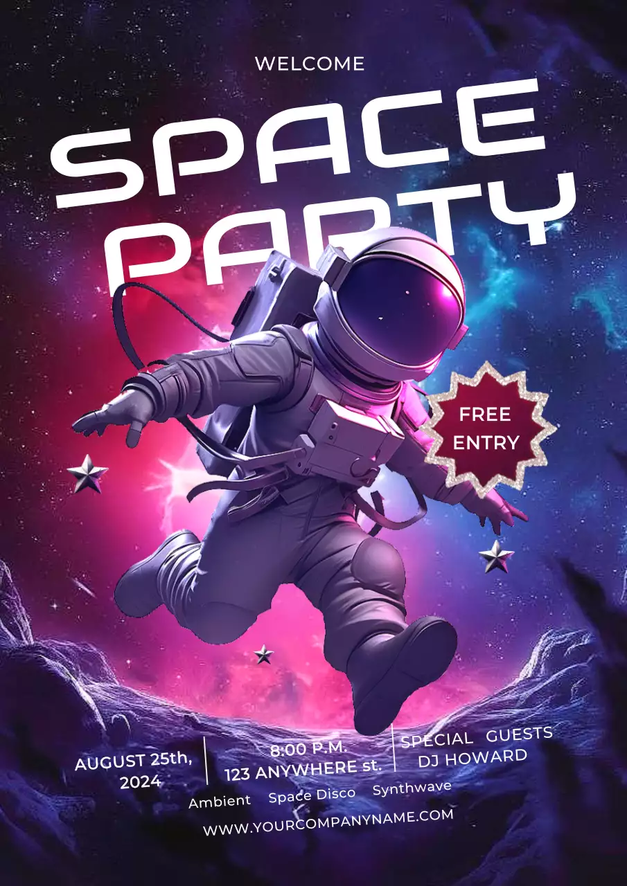 Purple Retro Space Event Poster