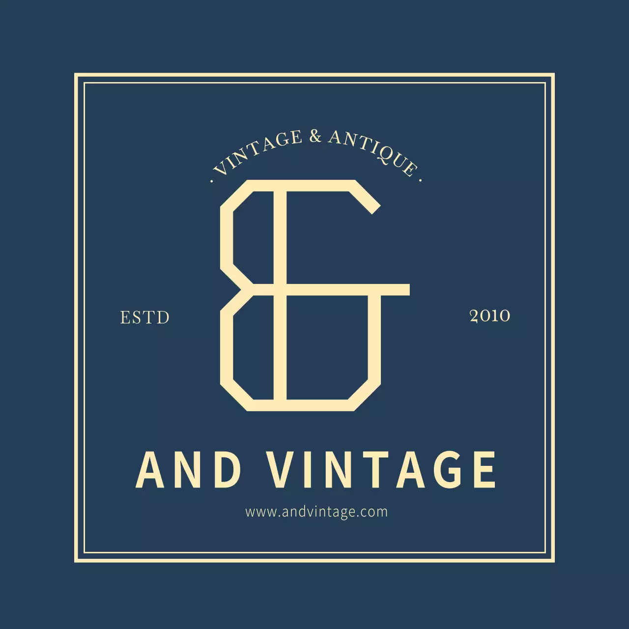 ネイビーのシンプルなヴィンテージショップロゴ 현판