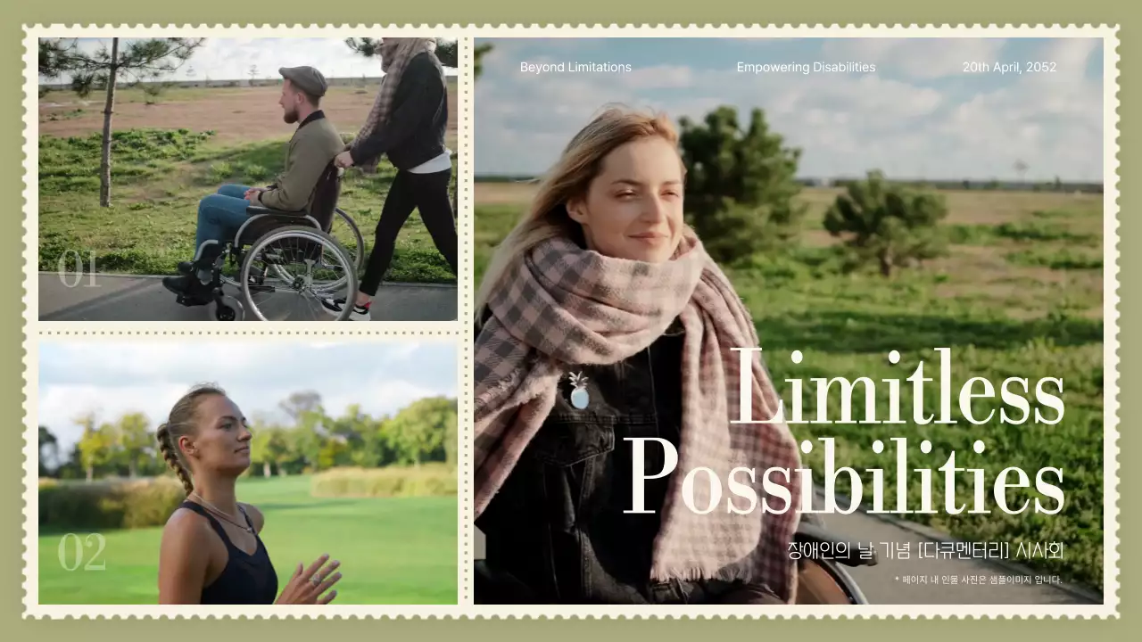 연두색과 노란색의 장애인의 날 다큐멘터리 시사회