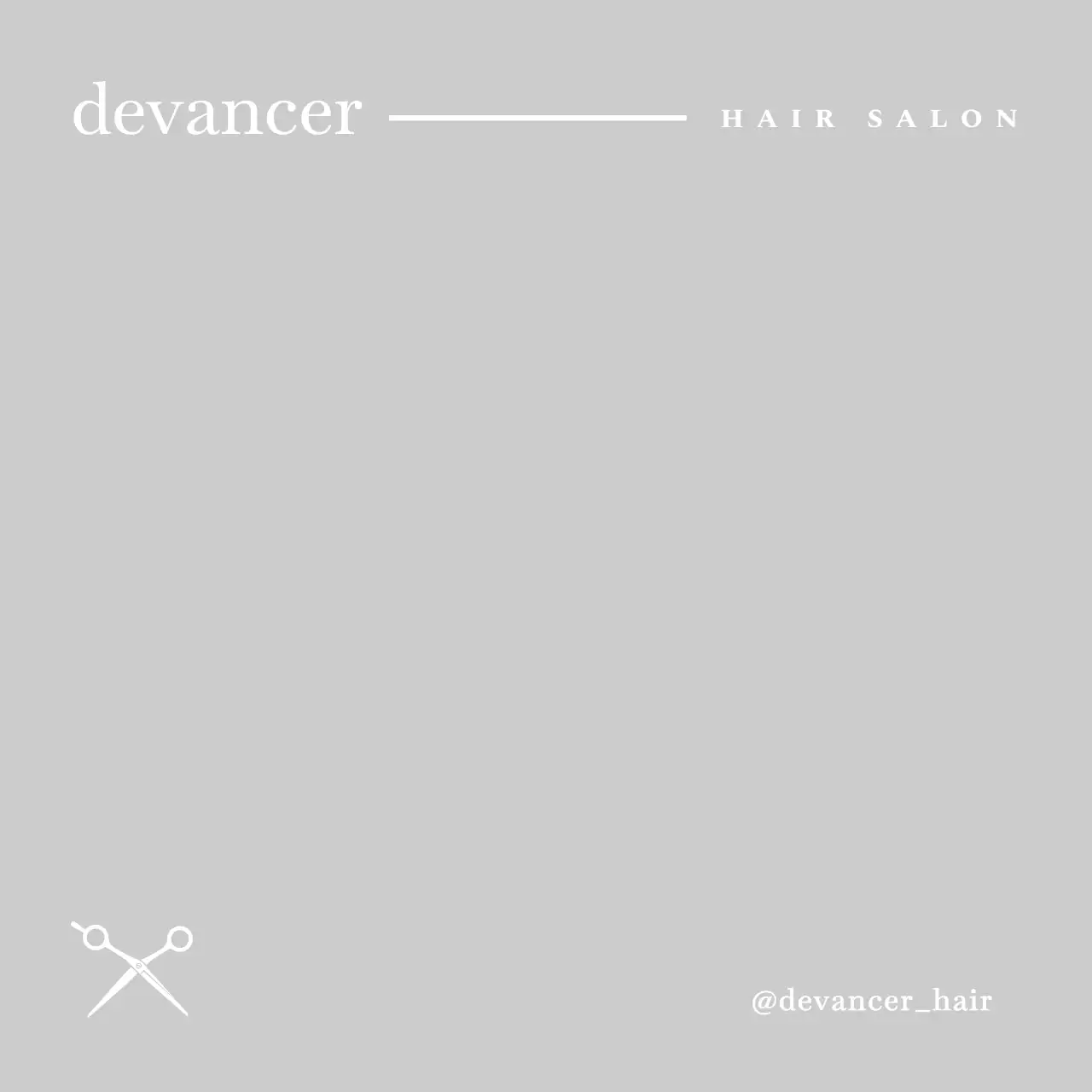 흰색의 심플한 디자인의 가위 일러스트가 있는 미용실 디자인
