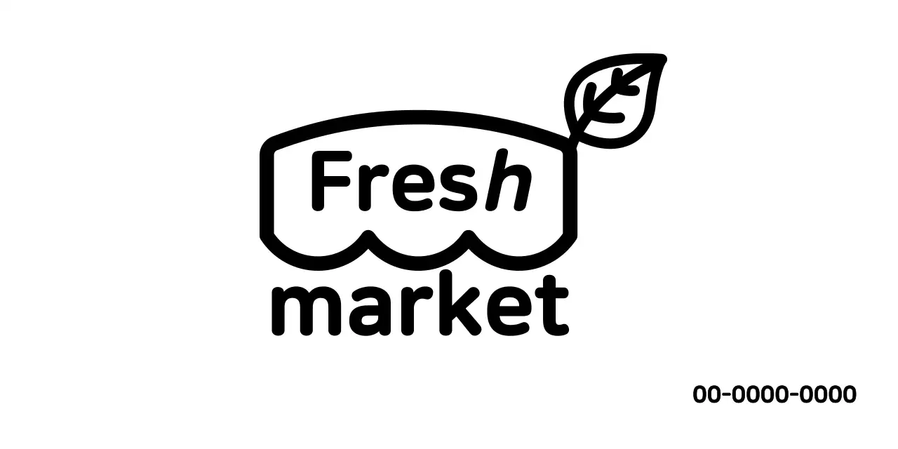라인 일러스트가 있는 귀여운 느낌의 마트 로고
