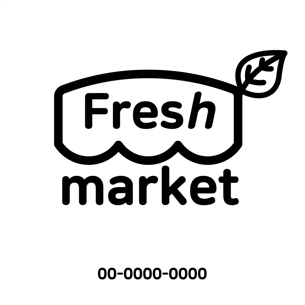 라인 일러스트가 있는 귀여운 느낌의 마트 로고