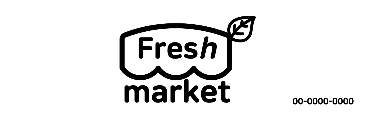 라인 일러스트가 있는 귀여운 느낌의 마트 로고