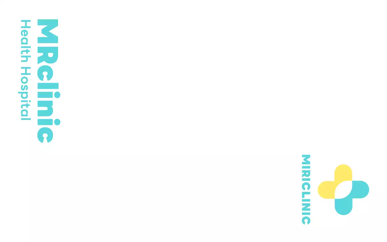 노랑과 민트 색상의 십자가 로고가 있는 클리닉 센터