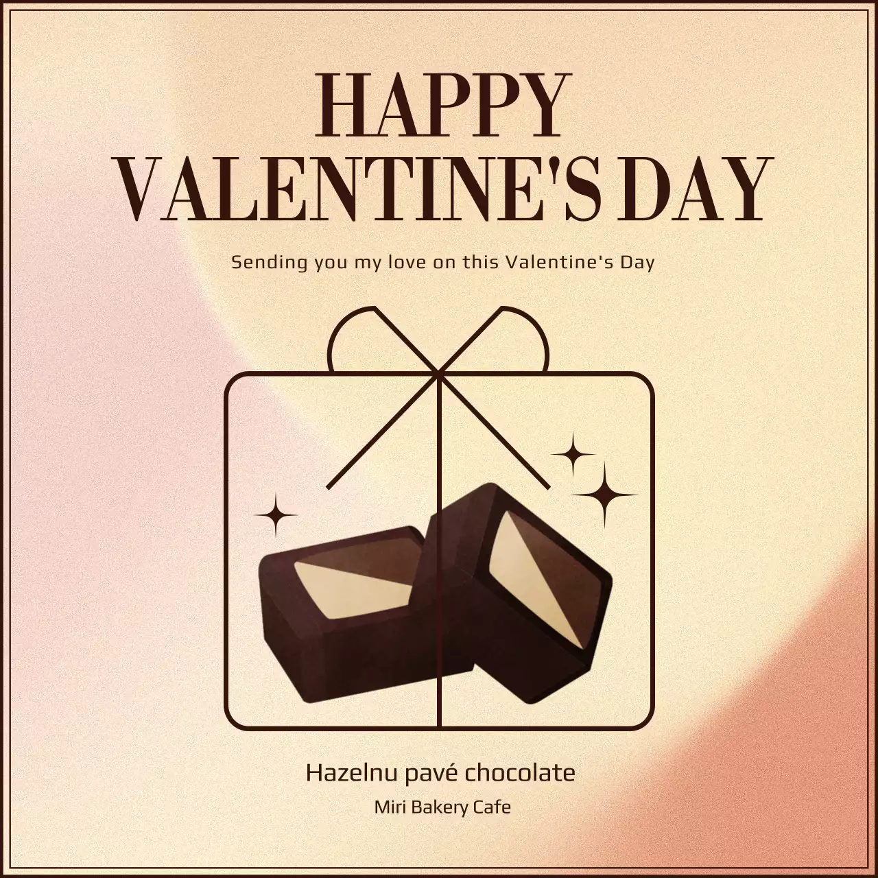 핑크 베이지 색상의 감성적인 느낌의 발렌타인데이 초콜릿