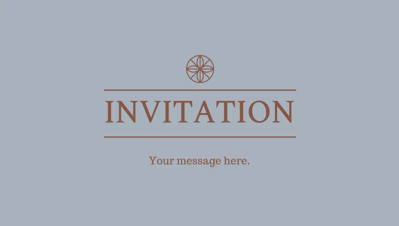 텍스트와 꽃 로고 라인 일러스트로 이루어진 심플한 초대장 엽서봉투