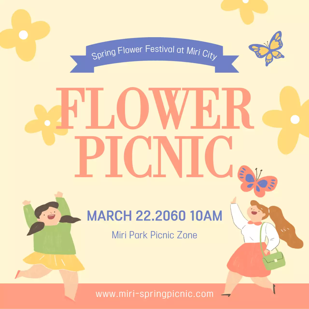 Yellow, cheerful illustration theme for promoting a flower festival