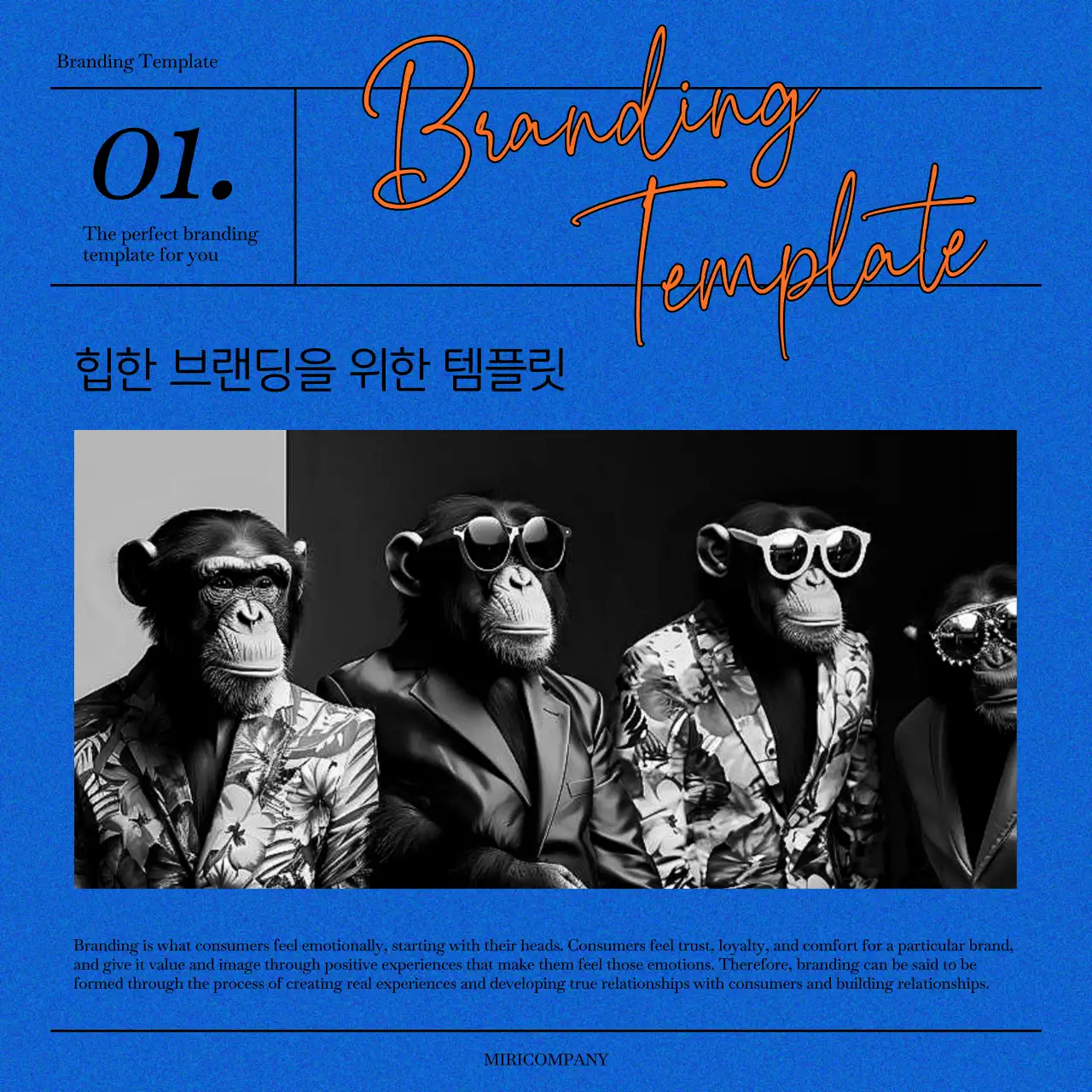 파랑과 주황의 심플한 브랜드 소개서