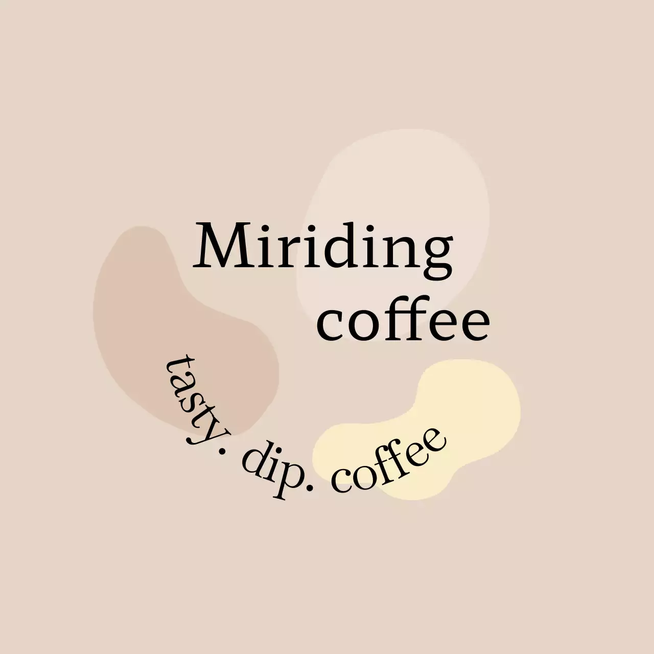 갈색톤의 텍스트와 커피콩 사진 일러스트로 이루어진 카페 홍보