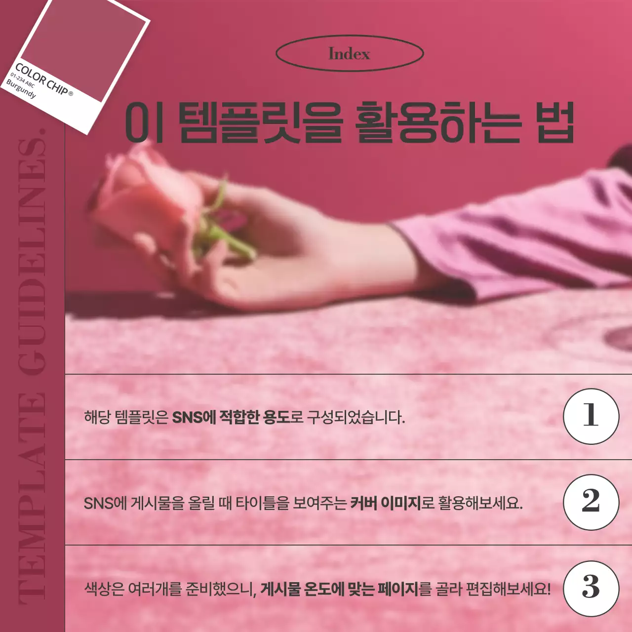 핑크와 흰색의 트렌드한 SNS 색상별 썸네일 게시글