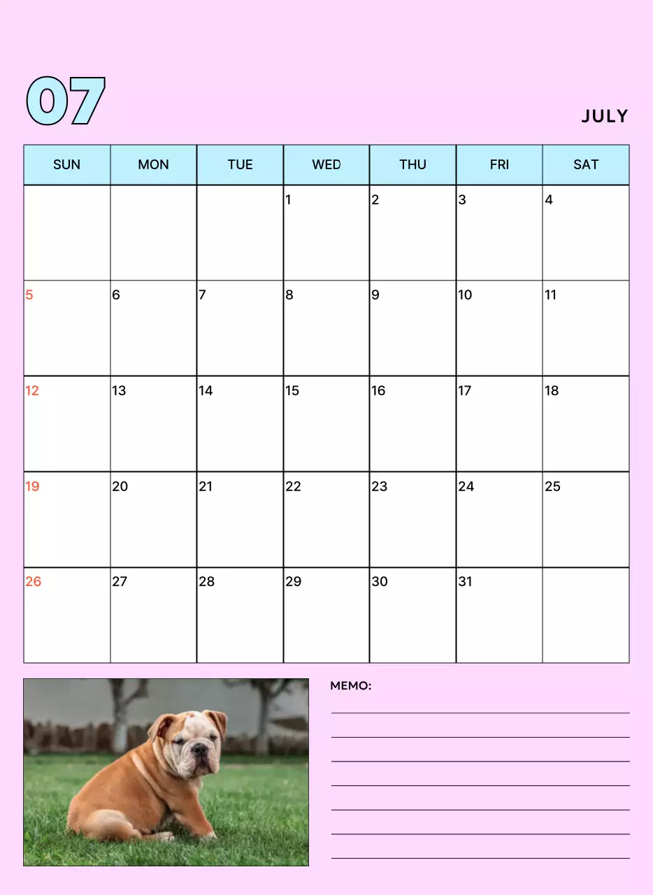 베이지 아기자기한 반려동물 캘린더