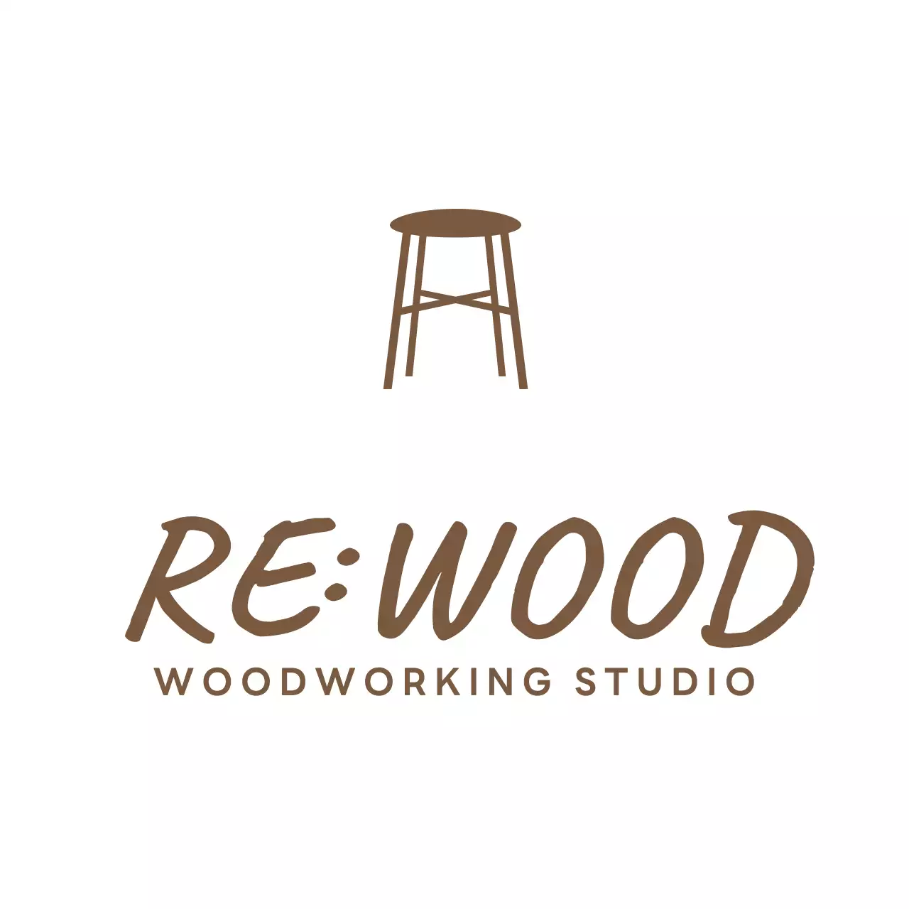 갈색과 흰색의 의자 일러스트가 있는 심플한 디자인의 원데이 클래스 가게 간판