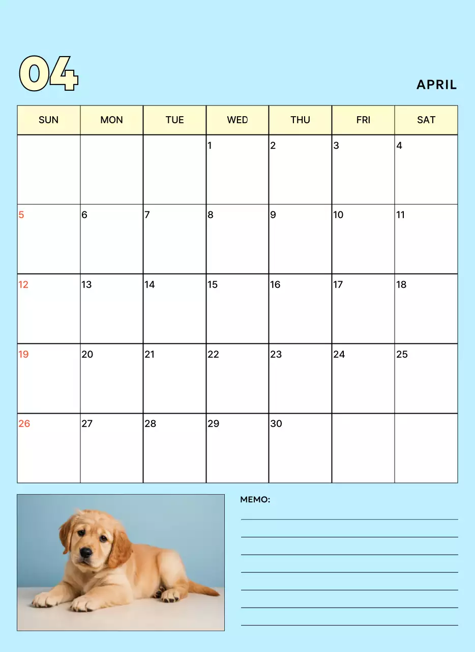 베이지 아기자기한 반려동물 캘린더