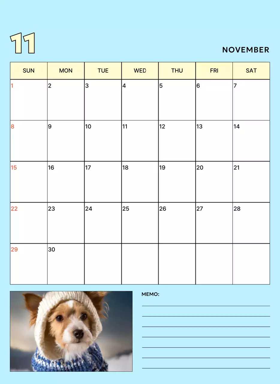 베이지 아기자기한 반려동물 캘린더