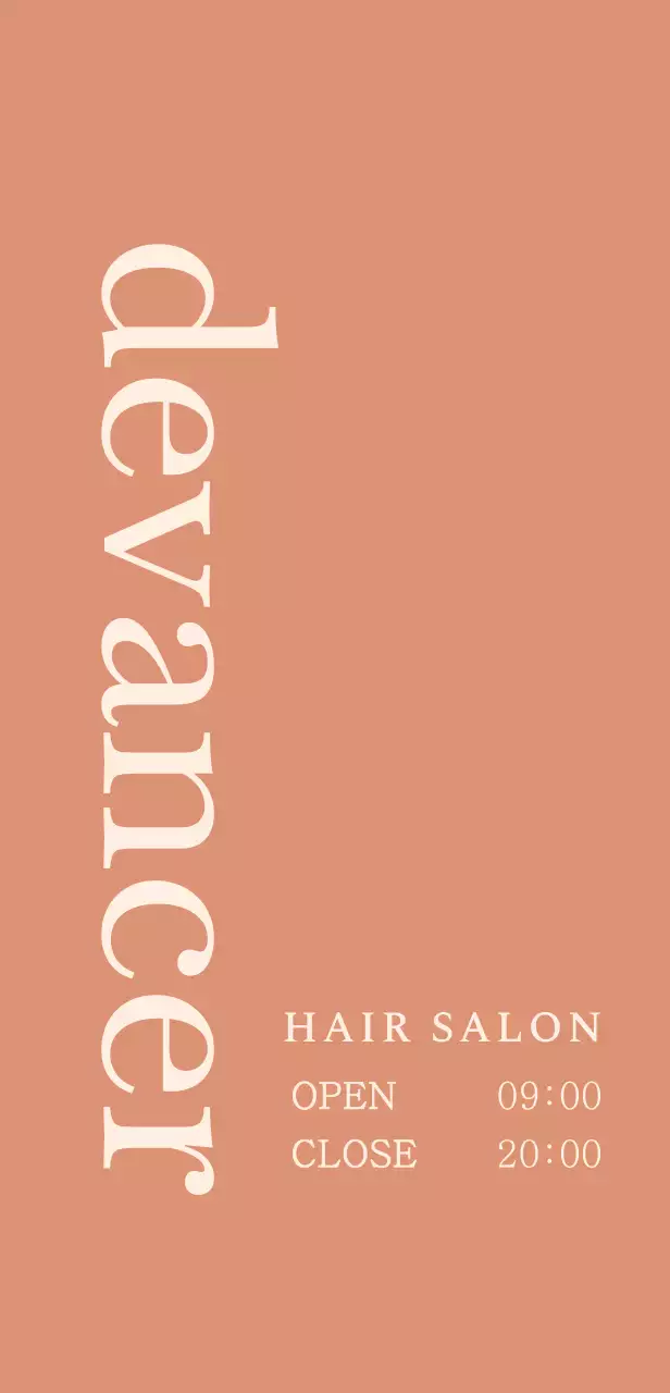 톤 다운된 붉은색 배경에 영어 타이틀이 쓰인 헤어샵 입간판