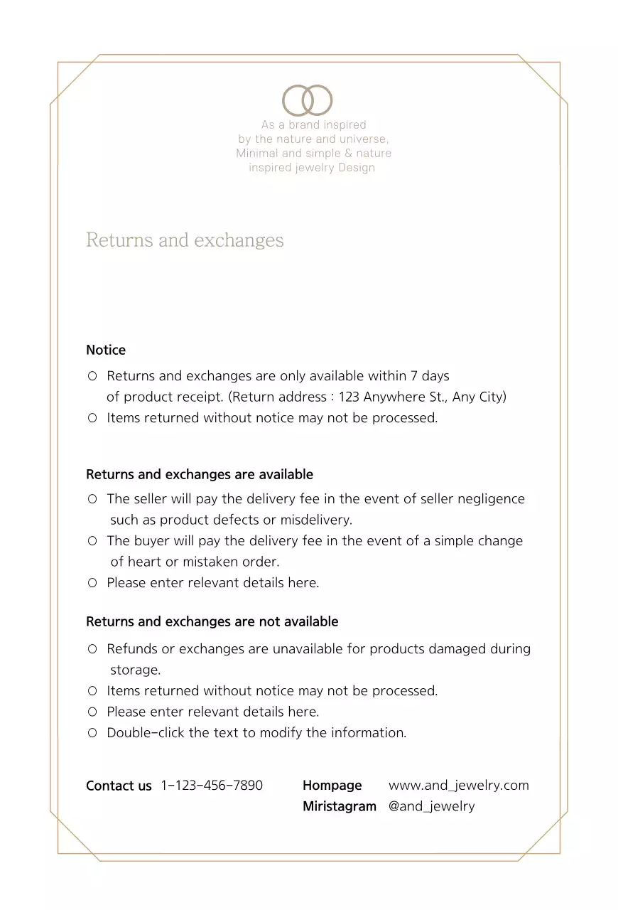 Beige Luxurious Jewelry Purchase Instruction Card Postcard