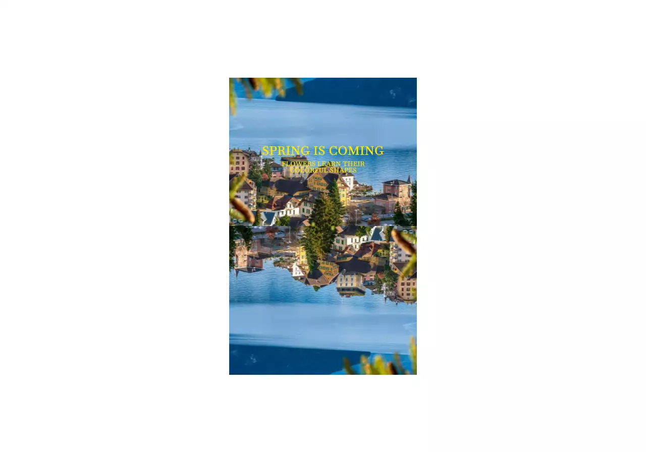 초록색과 노란색의 감성적이고 싱그러운 호수와 마을 통사진 배경 사진 스타일 개인 굿즈