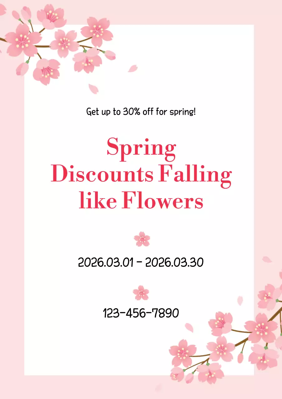 Pink Floral Spring Promotion Poster