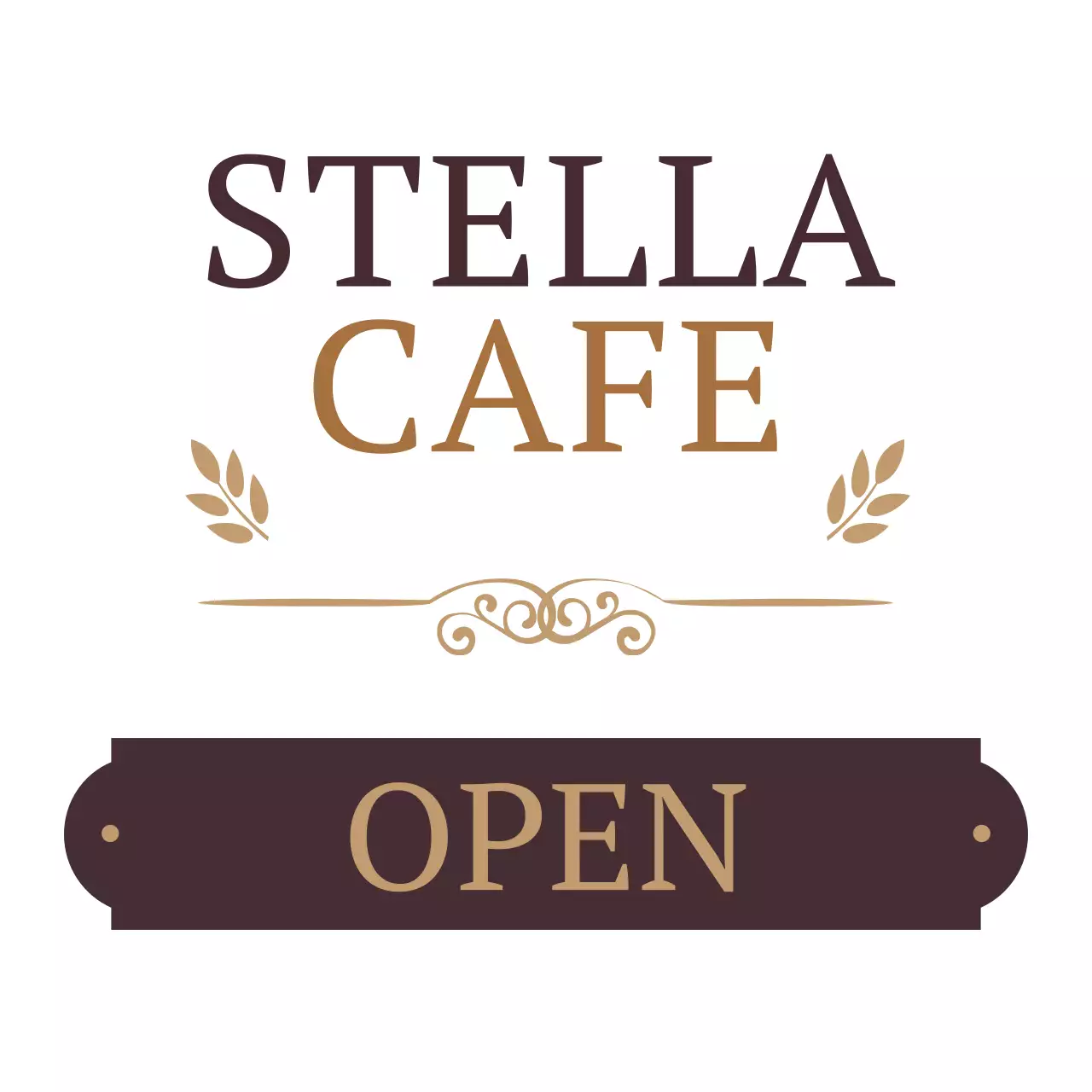 茶色 クラシック カフェ 看板 ファンシーバナー