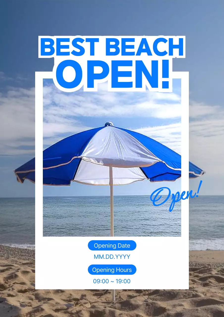 Blue Simple Beach Announcement Poster