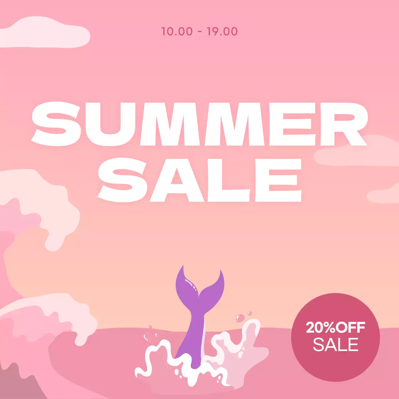 水色と黄色のトロピカルサマーセールガイド