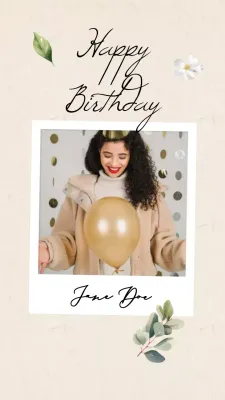 Beige Elegant Birthday Invitation Instagram Post