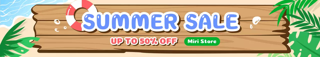 시원한 여름 해변 컨셉의 여름 세일 배너 디자인